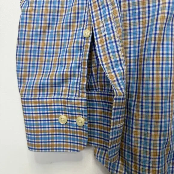 Peter Millar Mens XL Blue Orange Plaid Button Down Shirt Classic Fit FL Gators - Picture 6 of 8